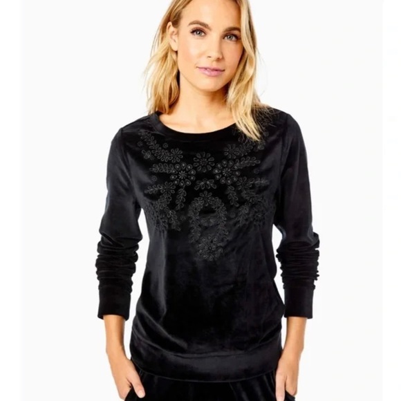 NWT Lilly Pulitzer Rami Velour Sweatshirt 🖤 - Picture 2 of 6